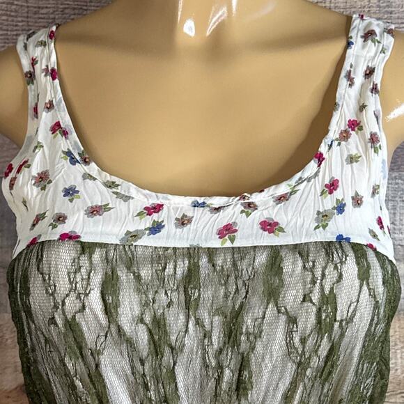 A'reve Sleeveless Midi Dress Floral Green Lace Size Medium - Picture 2 of 10